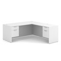 Officesource OS Laminate Collection Double 3/4 Pedestal ''L'' Desk - 71'' x 30'' DBLHLPL105WH